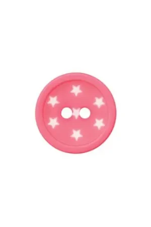Super Prezzo Bottoni a 2 fori - Set di 3 bottoni - Stelle bianche e rosa da 15 mm - Union Knopf by Prym