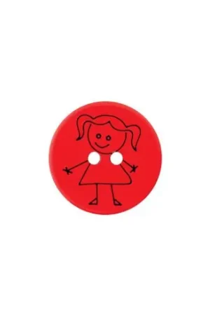 Bottoni a 2 fori - Set di 3 bottoni - Ragazza rossa 15 mm - Union Knopf by Prym Professionale