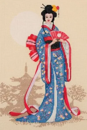 Kit per ricamo a punto croce con perline - Donne del mondo - Giappone - Panna Promo Stagionale