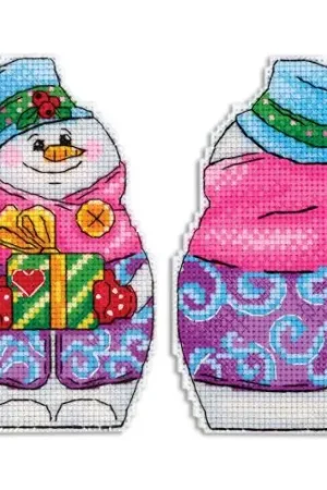 Direttamente Dal Produttore Kit di ornamenti da ricamare - Il regalo del pupazzo di neve - MP Studia