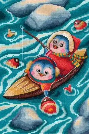 Spedizione Gratuita kit ricamo a punto croce - Durante una battuta di pesca - MP Studia