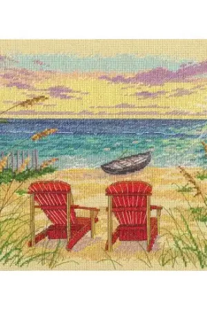 Sconto kit ricamo a punto croce - Sedie a sdraio sulla spiaggia - Dimensions