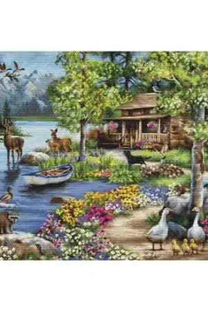 kit ricamo a punto croce - Chalet sul lago - Luca-S Promozione Esclusiva