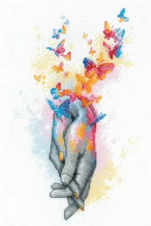 kit ricamo a punto croce - C'è amore nell'aria - Riolis Spedito Oggi