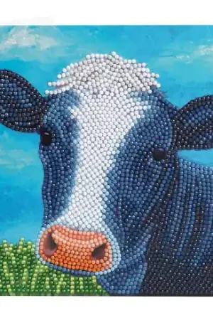 Carta con ricamo a diamante - Mucca carina - Crystal Art D.I.Y Super Prezzo