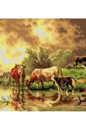 Canovaccio antico - Abbeverare il bestiame ai bordi di un ruscello - Orchidéa Popolare