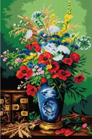 Canovaccio antico - Natura morta con papaveri e fiori di campo - Orchidéa Di Tendenza