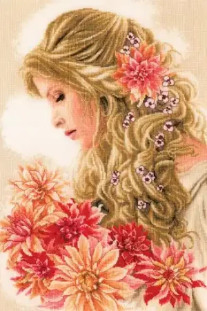 Direttamente Dal Produttore kit ricamo a punto croce - La signora con le dalie - Lanarte