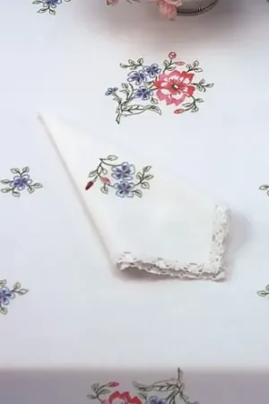 Tovagliolo da ricamo - Mazzo rosa e blu - Luc Créations Super Prezzo