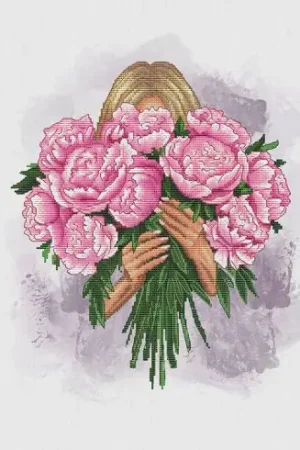 kit ricamo a punto croce - Peonie per voi - Nova Sloboda Prezzo Basso