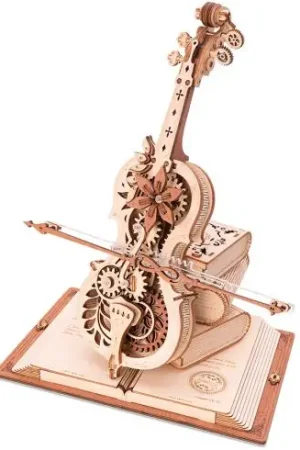 Novità Puzzle meccanico in legno 3D - Carillon - Magia del violoncello - ROKR