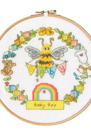 Kit per ricamo a punto croce con tamburo - Baby Bee - Bothy Threads Consegna Rapida