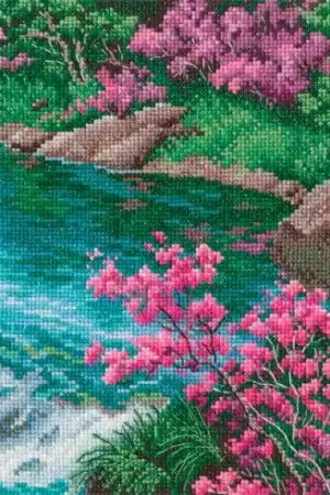 kit ricamo a punto croce - Fiume in fiore - RTO Prezzo Ridotto