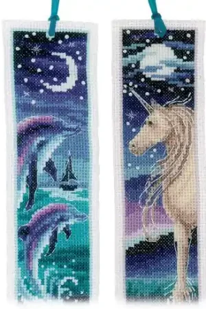 Economico Kit segnalibro da ricamo - Delfino e unicorno - Vervaco