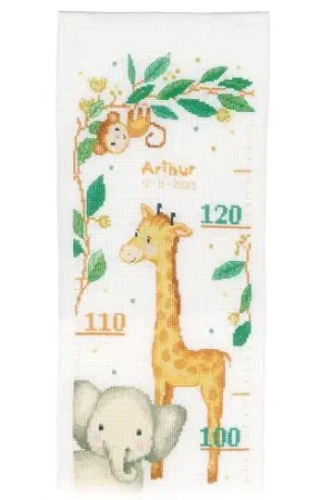 Kit di metri crescita da ricamo - Animali della giungla - Vervaco Economico