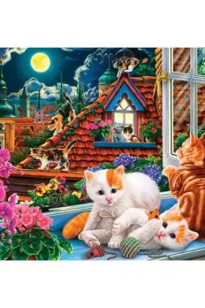 puzzle - Gattini sul tetto - 1500 pezzi - Castorland Offerta Del Giorno