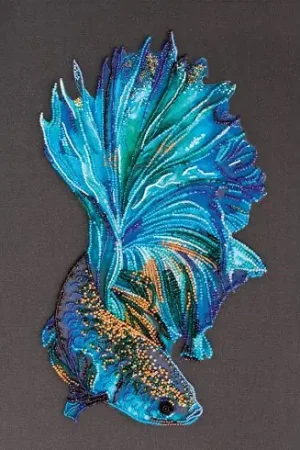 Scelto Dai Clienti Kit di ricamo con perline - Pesce azzurro dorato - Abris Art