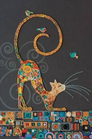 Spedizione Espresso Kit di ricamo con perline - Cuscino da ricamare Kitty - Abris Art