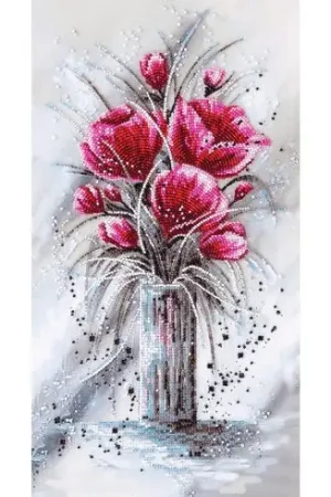 Kit di ricamo con perline - Bouquet fucsia - Abris Art Non Perdere