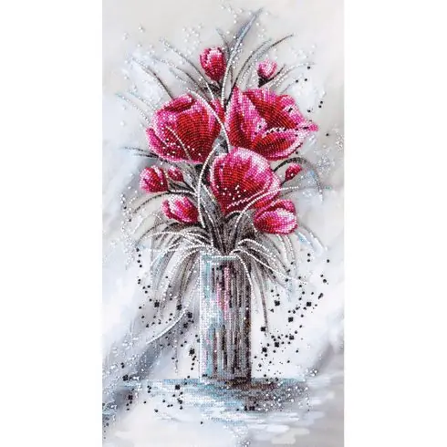 Kit di ricamo con perline - Bouquet fucsia - Abris Art Non Perdere