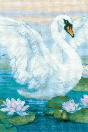 Popolare kit ricamo a punto croce - Cigno bianco - Riolis