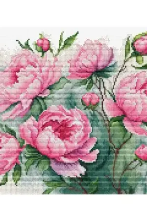 kit ricamo a punto croce - Il fascino delle peonie - Luca-S Offerta Speciale
