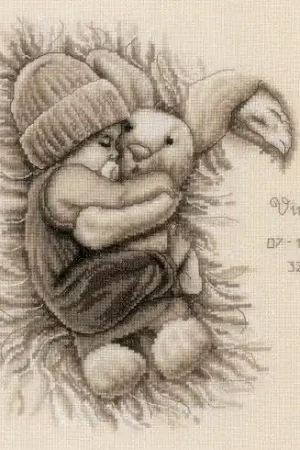 Ordina Subito kit ricamo a punto croce - Bambino con coniglio coccoloso - Vervaco