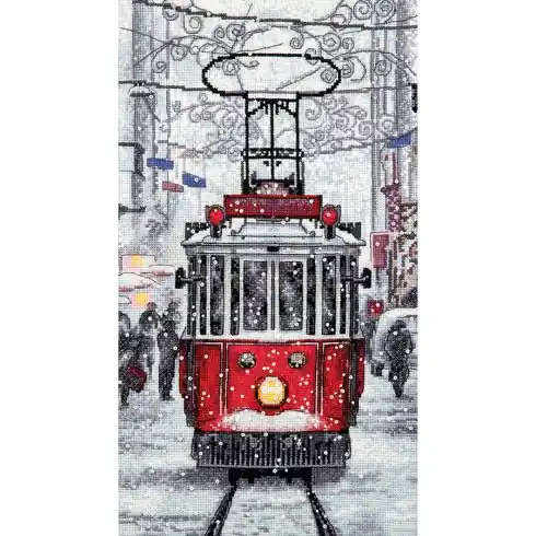 kit ricamo a punto croce - Il tram - Charivna Mit Prezzo Scontato