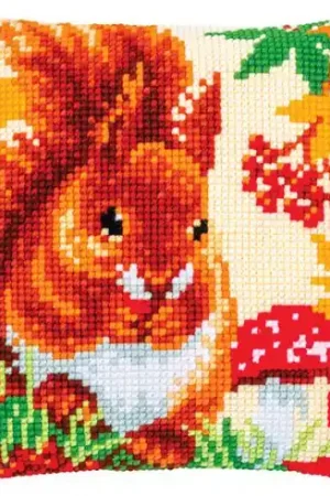 Kit cuscino fori grossi - Scoiattolo in autunno - Vervaco Occasione