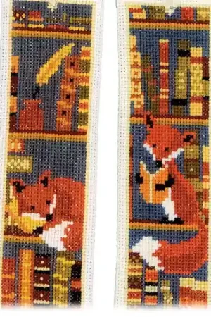 Super Prezzo Kit segnalibro da ricamo - Volpi in biblioteca - set di 2 - Vervaco