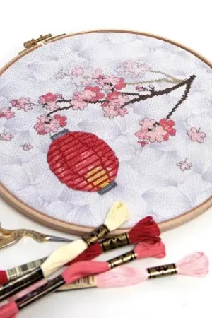 Foglio di punto croce - Fiori di ciliegio - DMC Ultimissimo Modello