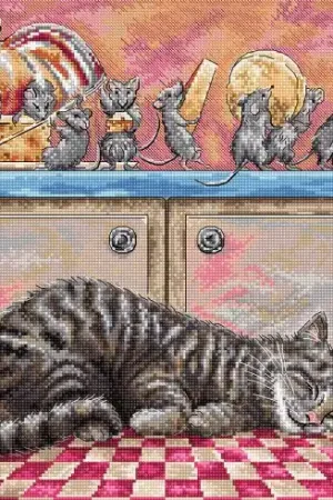 kit ricamo a punto croce - Quando il gatto dorme... - Letistitch Miglior Prezzo