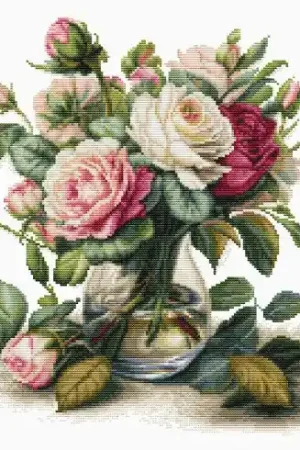 Ultime Pezzi kit ricamo a punto croce - Vaso di rose - Luca-S