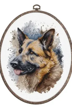 Ultime Pezzi Kit per ricamo a punto croce con tamburo - Il pastore tedesco - Luca-S