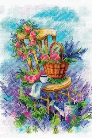 Spedizione Espresso kit ricamo a punto croce - Cesto fiorito - Aquarelle by MP Studia