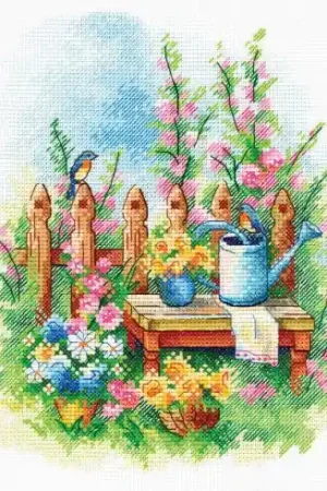 kit ricamo a punto croce - Giardino fiorito - Aquarelle by MP Studia Prezzo Scontato