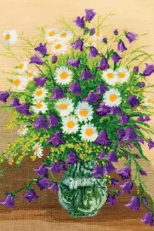 kit ricamo a punto croce - Campanule e camomilla - Toison d'or Occasione Imperdibile