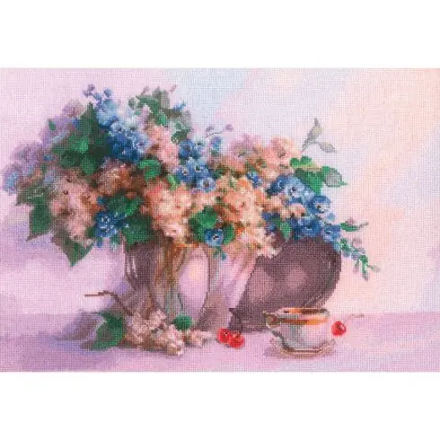 Direttamente Dal Produttore kit ricamo a punto croce - Astilbe e delfinelle - Toison d'or