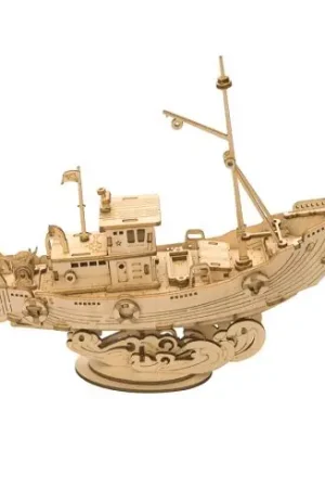 Puzzle in legno 3D - barca da pesca - ROKR Offerta Lampo