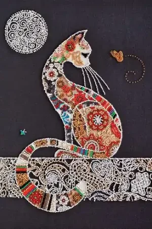 Kit di ricamo con perline - Gatto e farfalla - Abris Art Vendita Finale