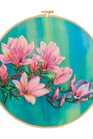 Economico Kit di ricamo con perline - Magnolie in fiore - Abris Art