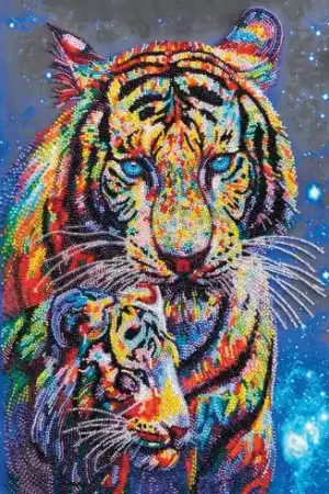 Bestseller Kit di ricamo con perline - Tigri colorate - Abris Art