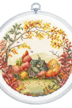 Kit per ricamo a punto croce con tamburo - L'autunno - Luca-S Prezzo Basso
