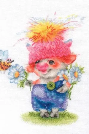 kit ricamo a punto croce - Mucca felice - Toison d'or Nuovo Arrivo