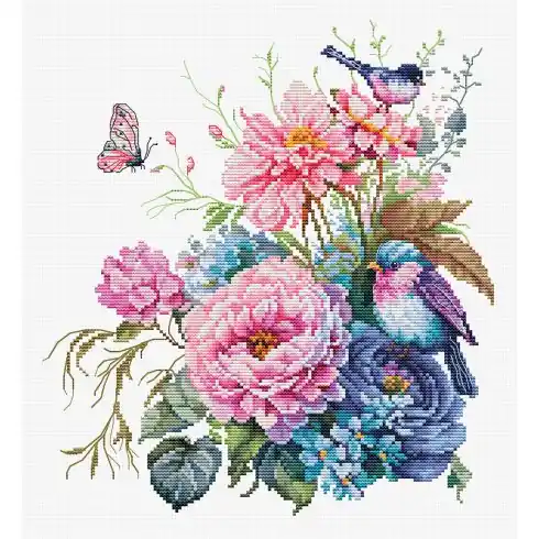 kit ricamo a punto croce - Uccelli estivi - Luca-S Promozione