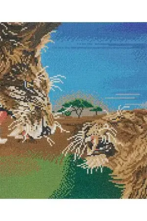 Kit ricamo diamante su telaio - Lions furiosi - Crystal Art D.I.Y Popolare