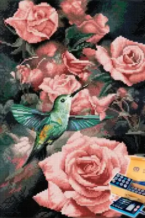 Set di Masterclass di ricamo con diamanti - Rose e colibrì - Diamond Dotz Super Prezzo