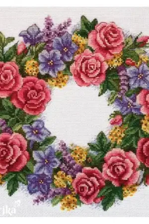 kit ricamo a punto croce - Corona di rose - Merejka Must-Have