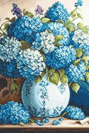 kit ricamo a punto croce - Vaso con ortensie - Luca-S Promozione Esclusiva