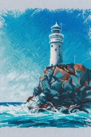 kit ricamo a punto croce - Faro sulla roccia - Oven Offerta Del Giorno